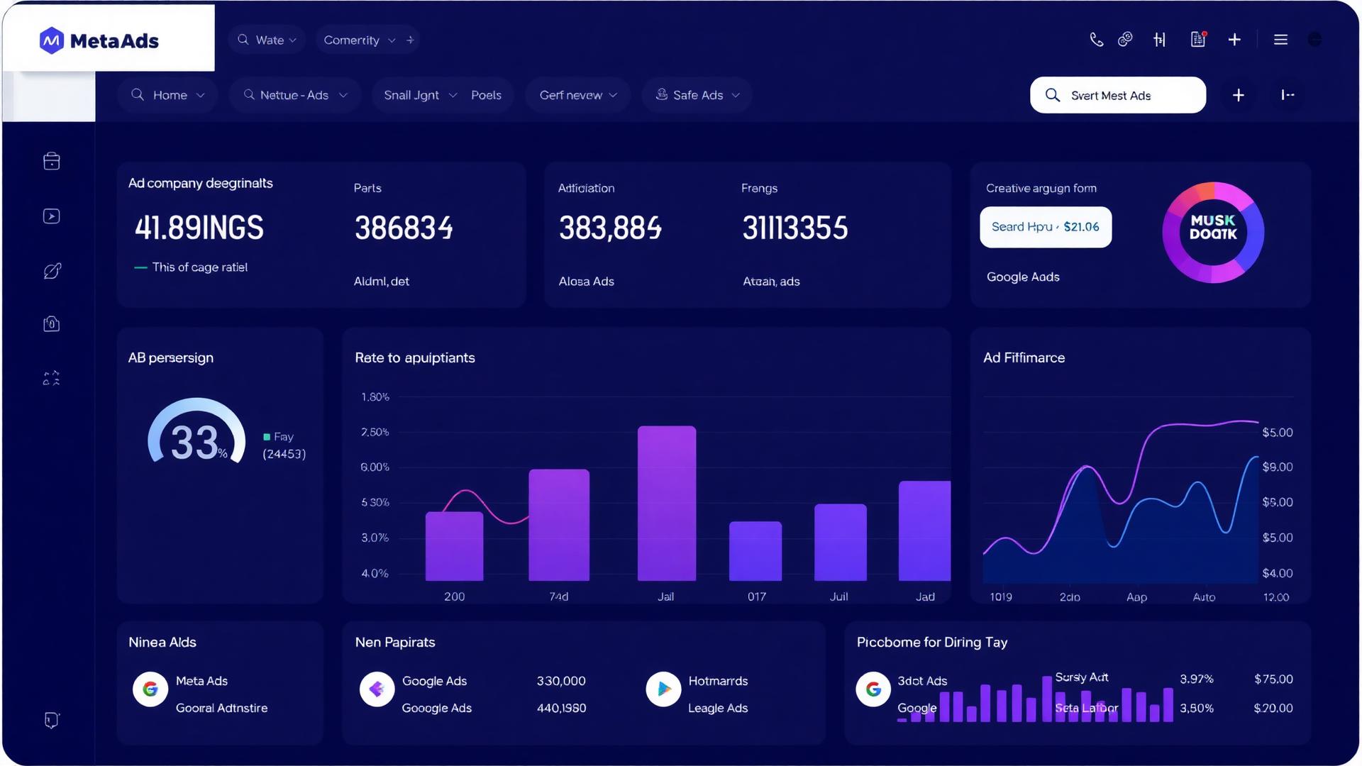 Painel de integrações e performance de campanhas