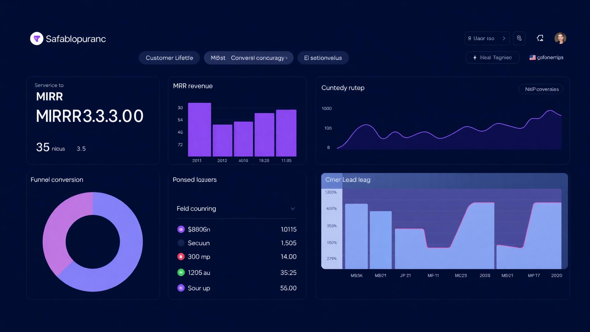 Dashboard de KPIs personalizado — MRR, churn, conversão